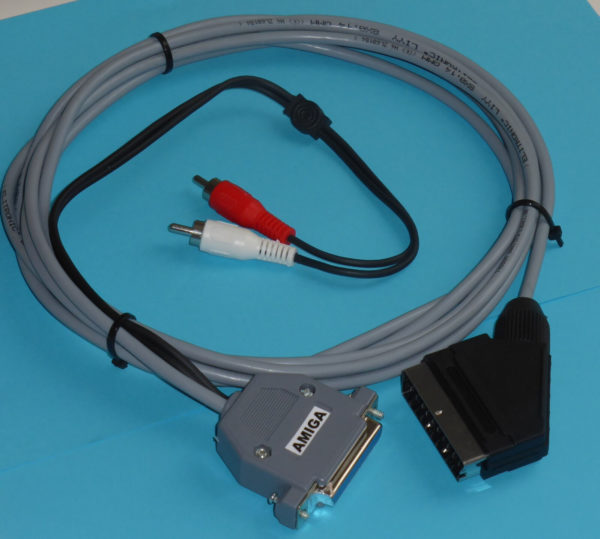 Amiga 23-pin To SCART RGB Video Cable With Detachable Audio – Made In USA – Vintage Commodore